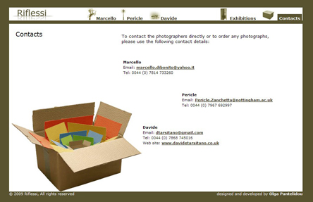 riflessi.co.uk contact info screenshot